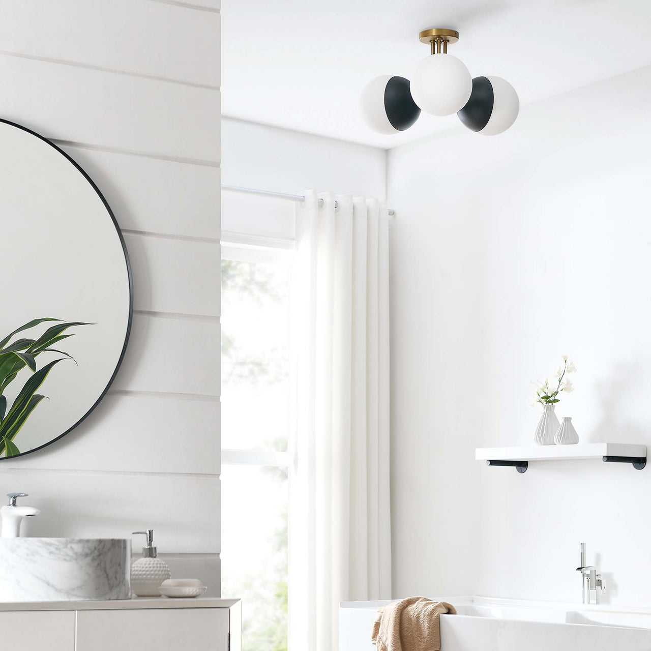 Starlight Semi-Flush Ceiling Light, Satin Brass