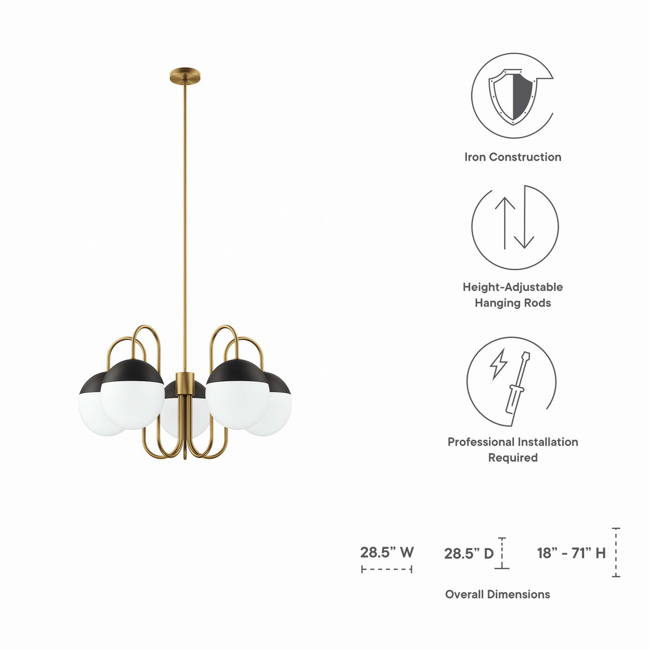 Starlight Chandelier, Satin Brass