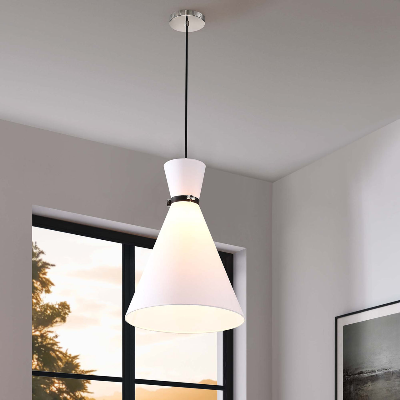 Beacon Pendant Light, White & Polished Nickel