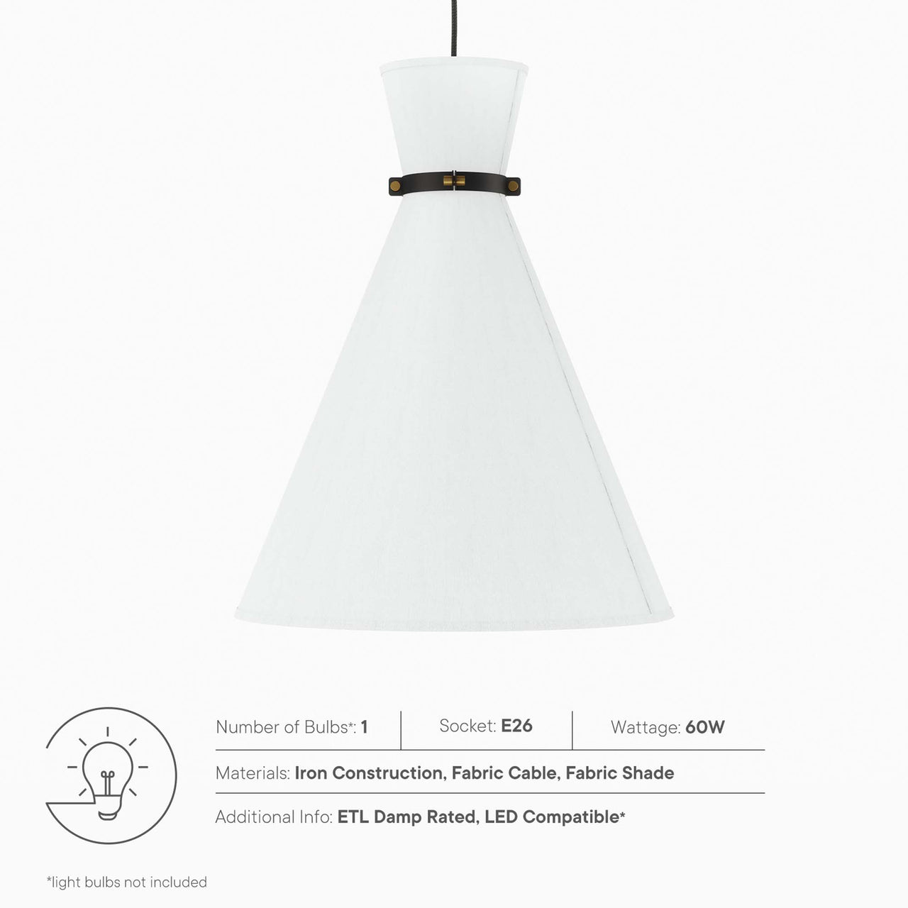 Beacon Pendant Light, White & Satin Brass