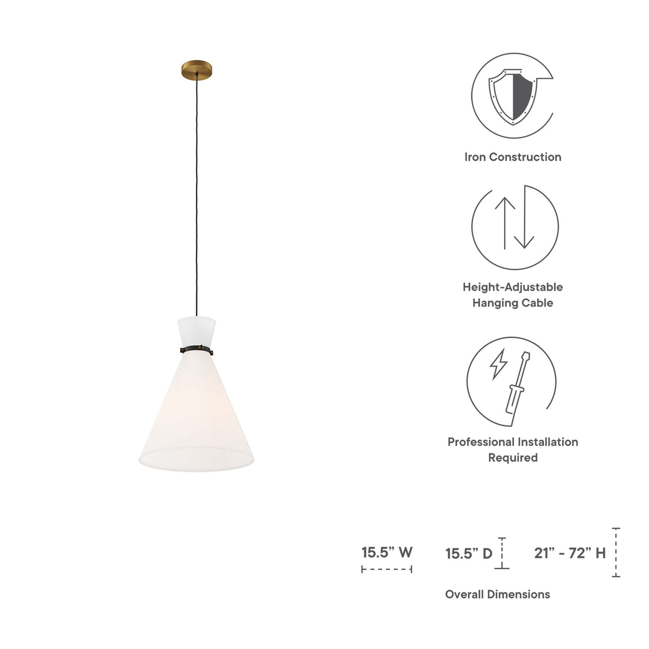 Beacon Pendant Light, White & Satin Brass
