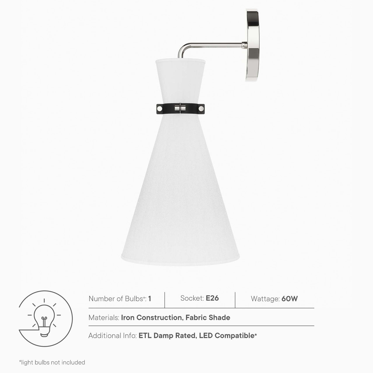 Beacon Wall Sconce, White & Polished Nickel