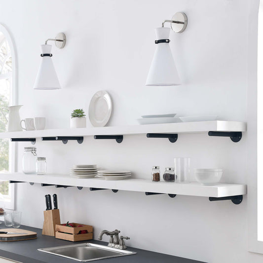 Beacon Wall Sconce, White & Polished Nickel