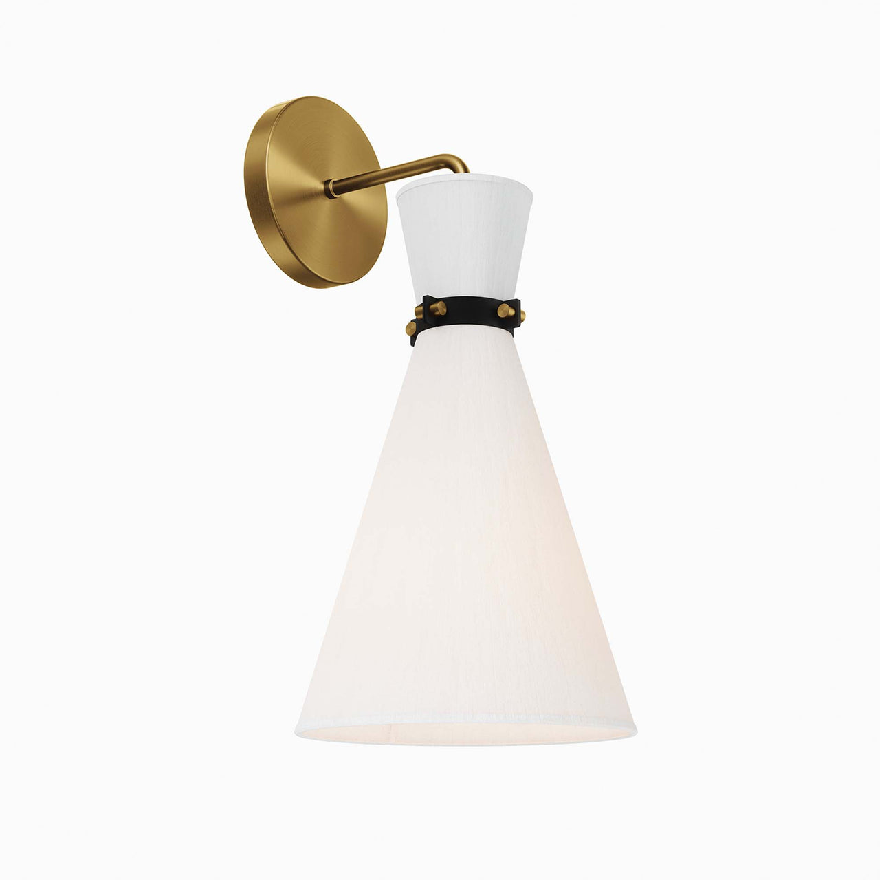 Beacon Wall Sconce, White & Satin Brass