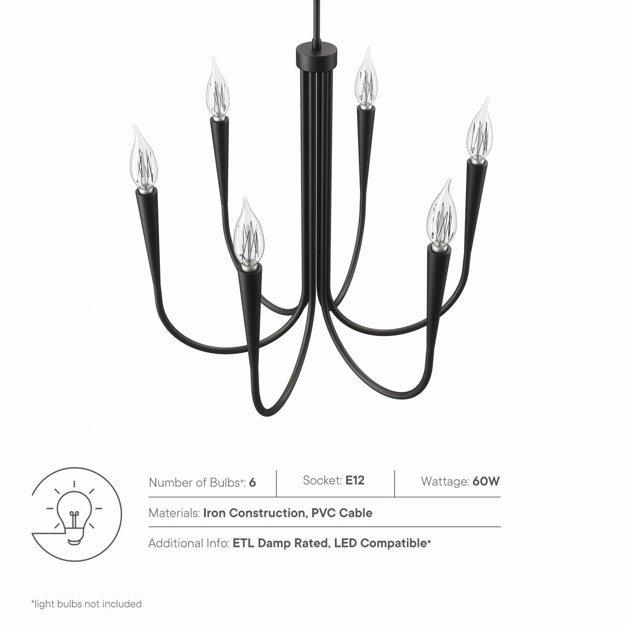 Luminator Chandelier, Black