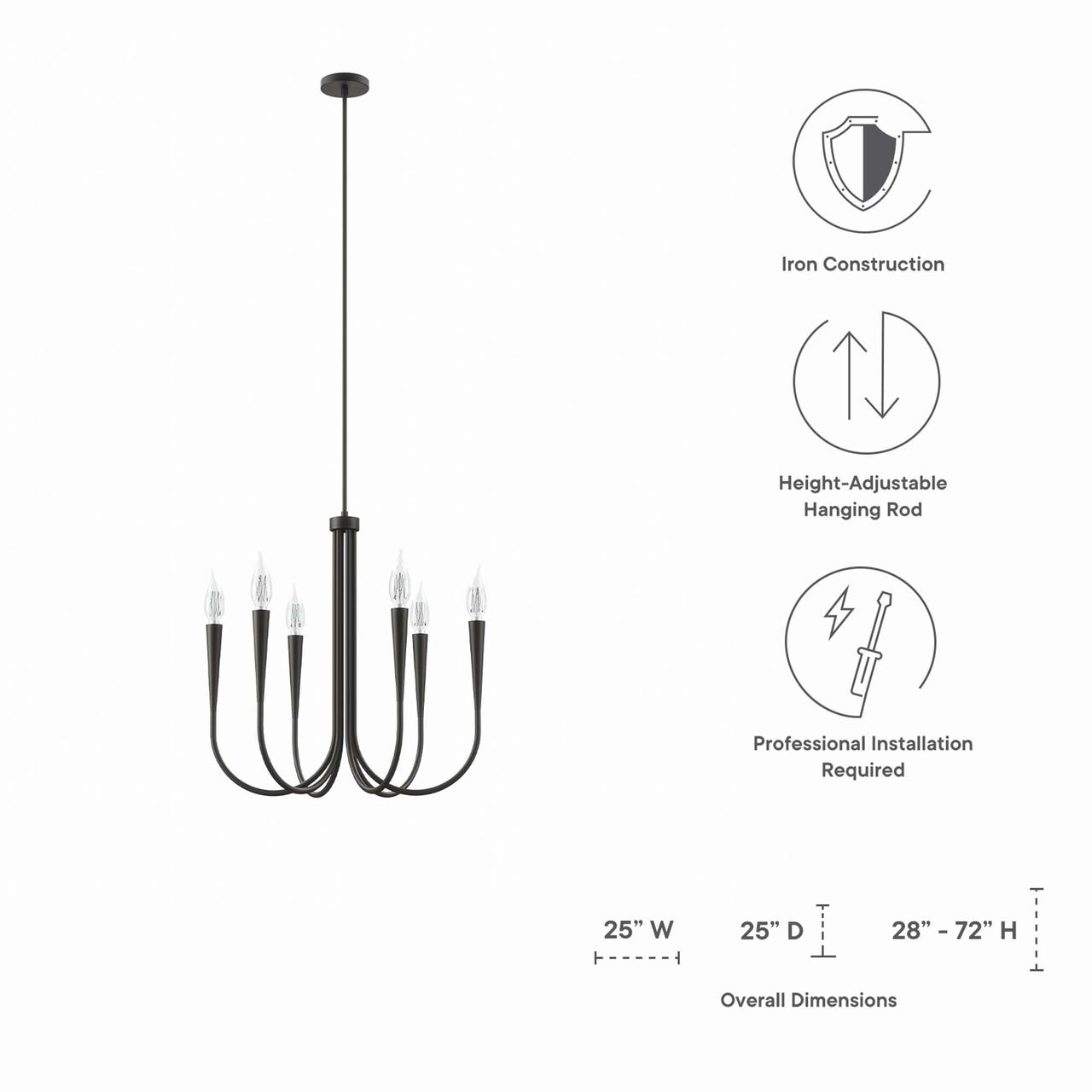 Luminator Chandelier, Black