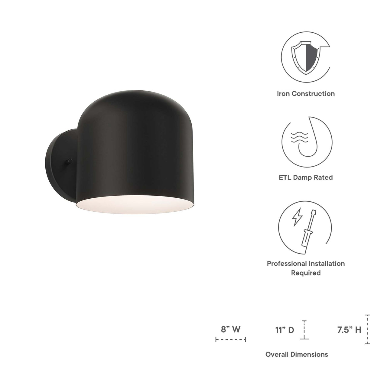Brannick Wall Sconce, Black