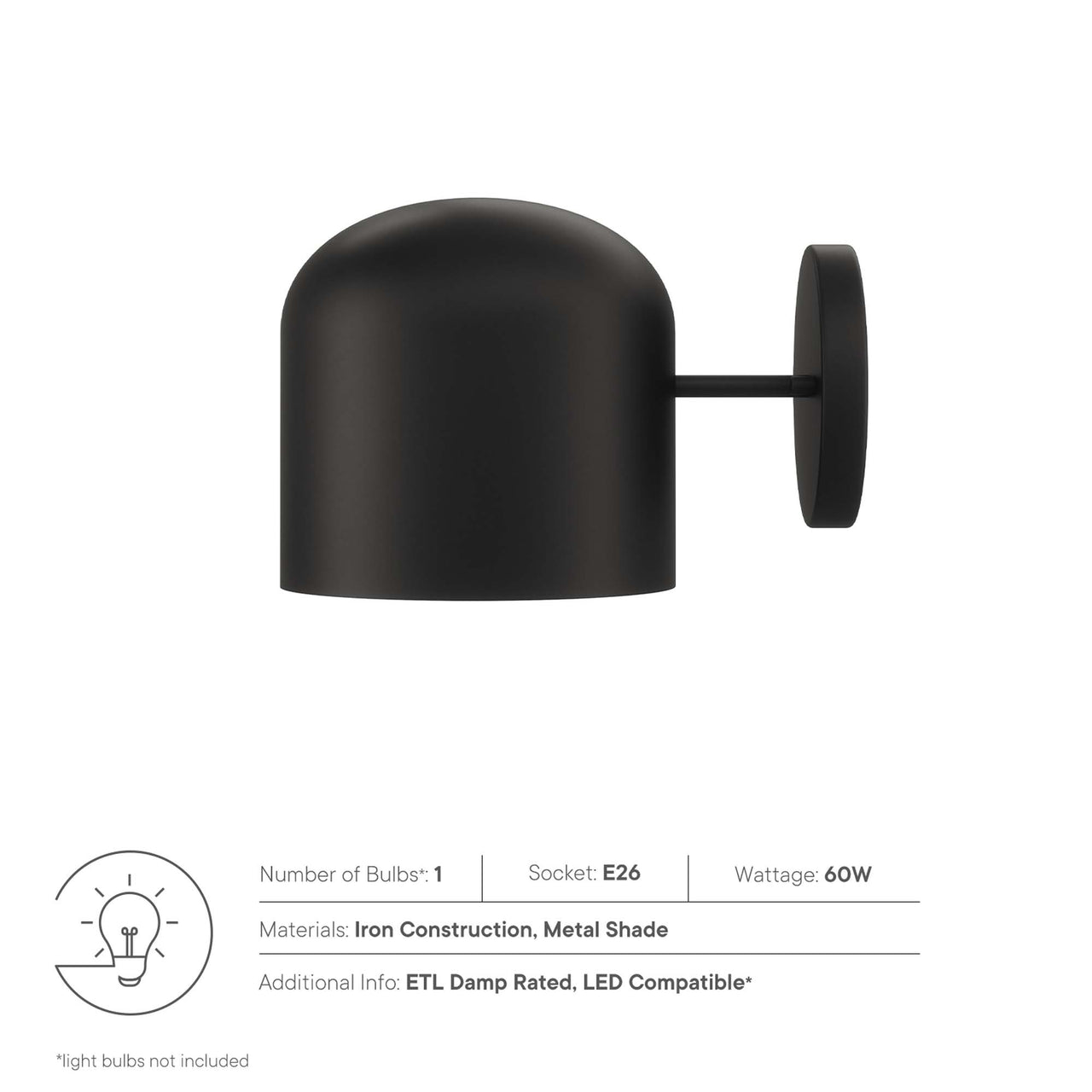 Brannick Wall Sconce, Black