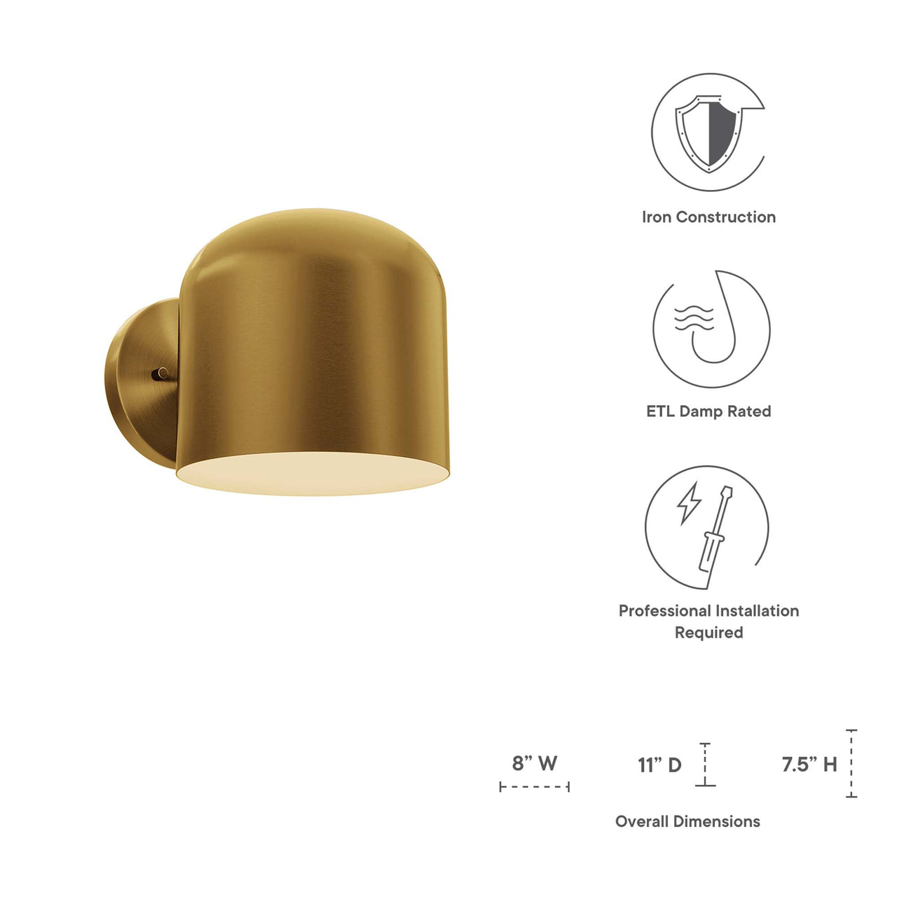Brannick Wall Sconce, Satin Brass