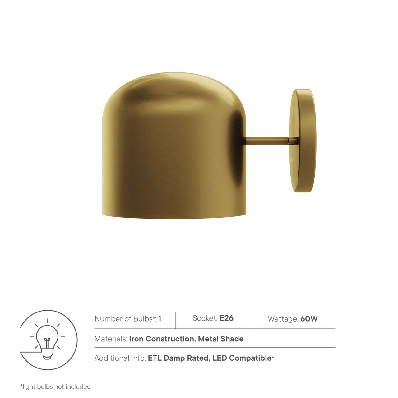 Brannick Wall Sconce, Satin Brass