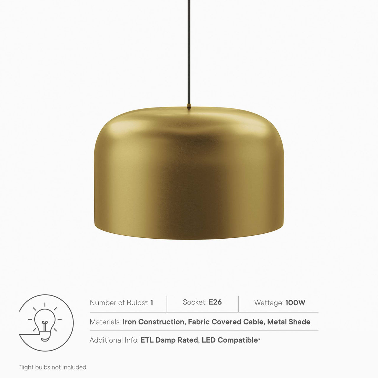Brannick Pendant Light, Satin Brass