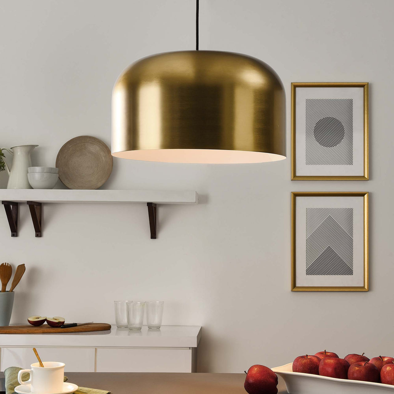 Brannick Pendant Light, Satin Brass