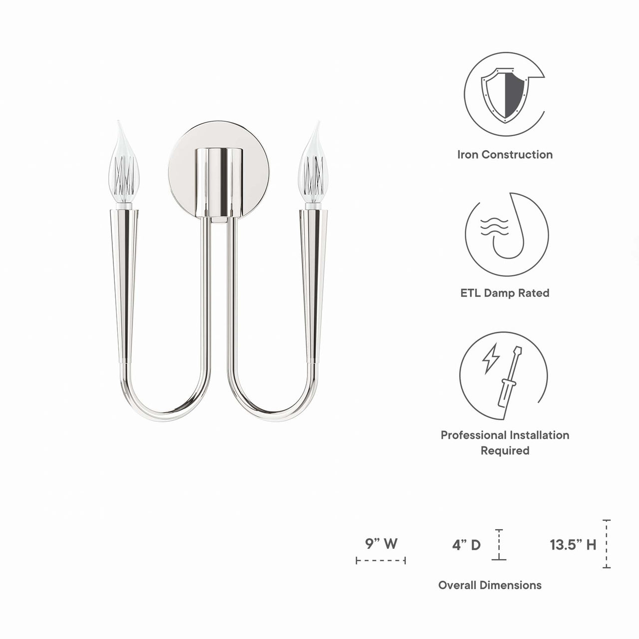 Luminator Wall Sconce, Polished Nickel