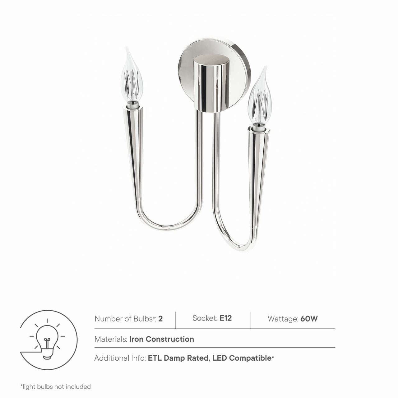 Luminator Wall Sconce, Polished Nickel