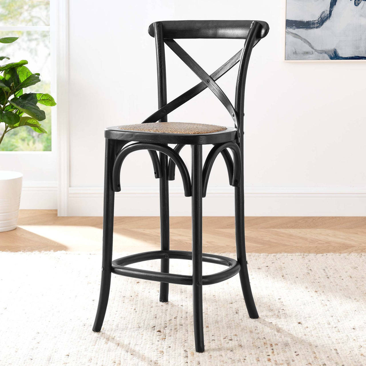 Countryside-Chic Counter Stool, Black