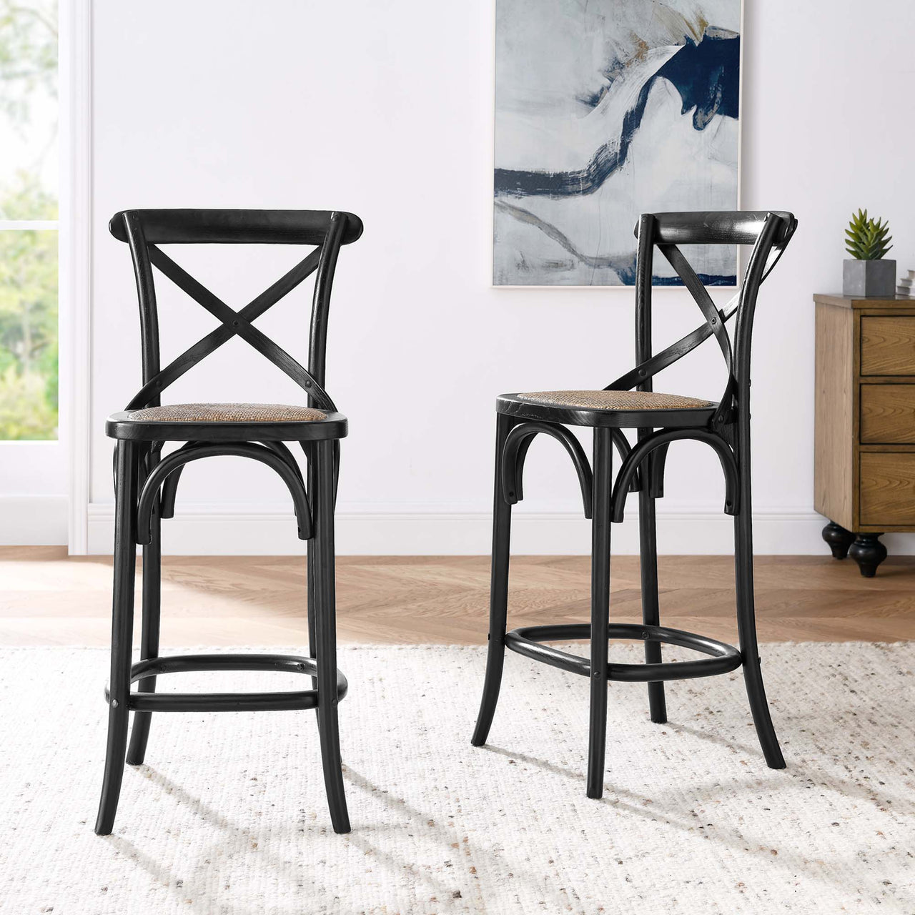 Countryside-Chic Counter Stool, Black