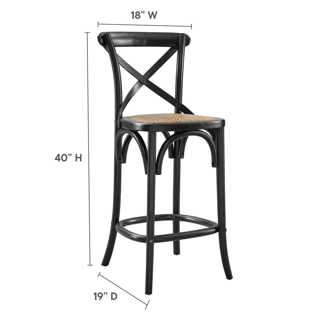 Countryside-Chic Counter Stool, Black
