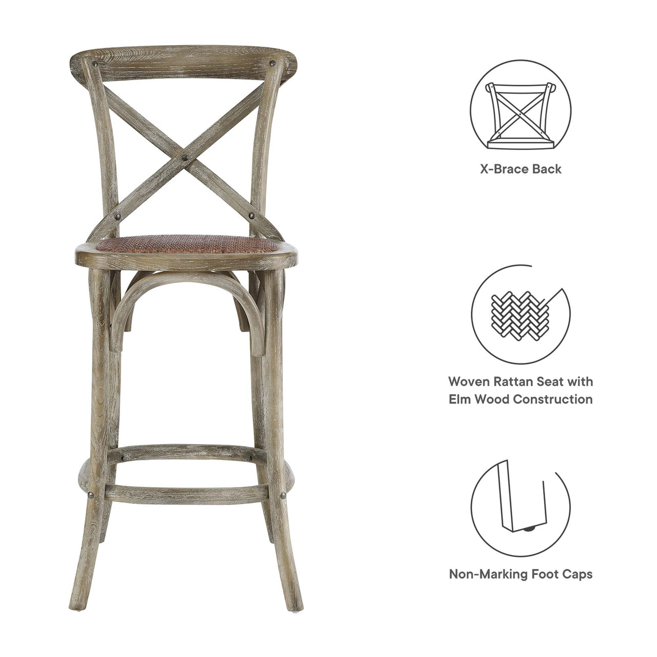 Countryside-Chic Counter Stool, Gray