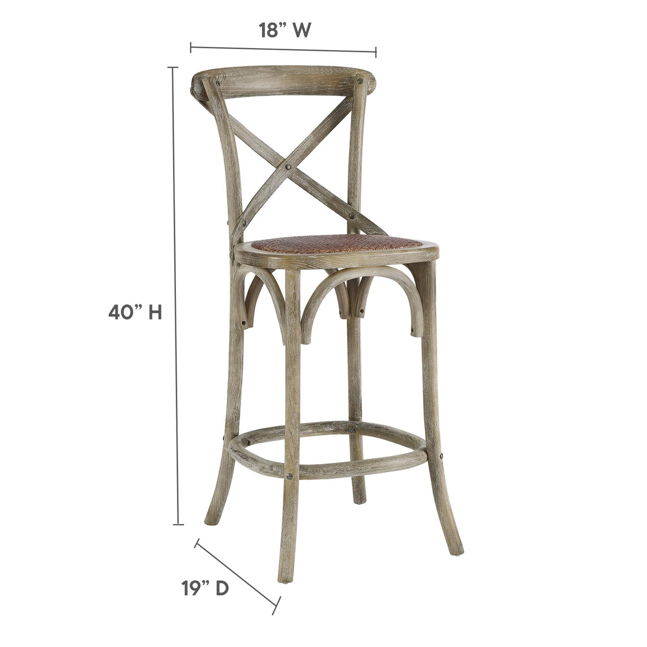 Countryside-Chic Counter Stool, Gray