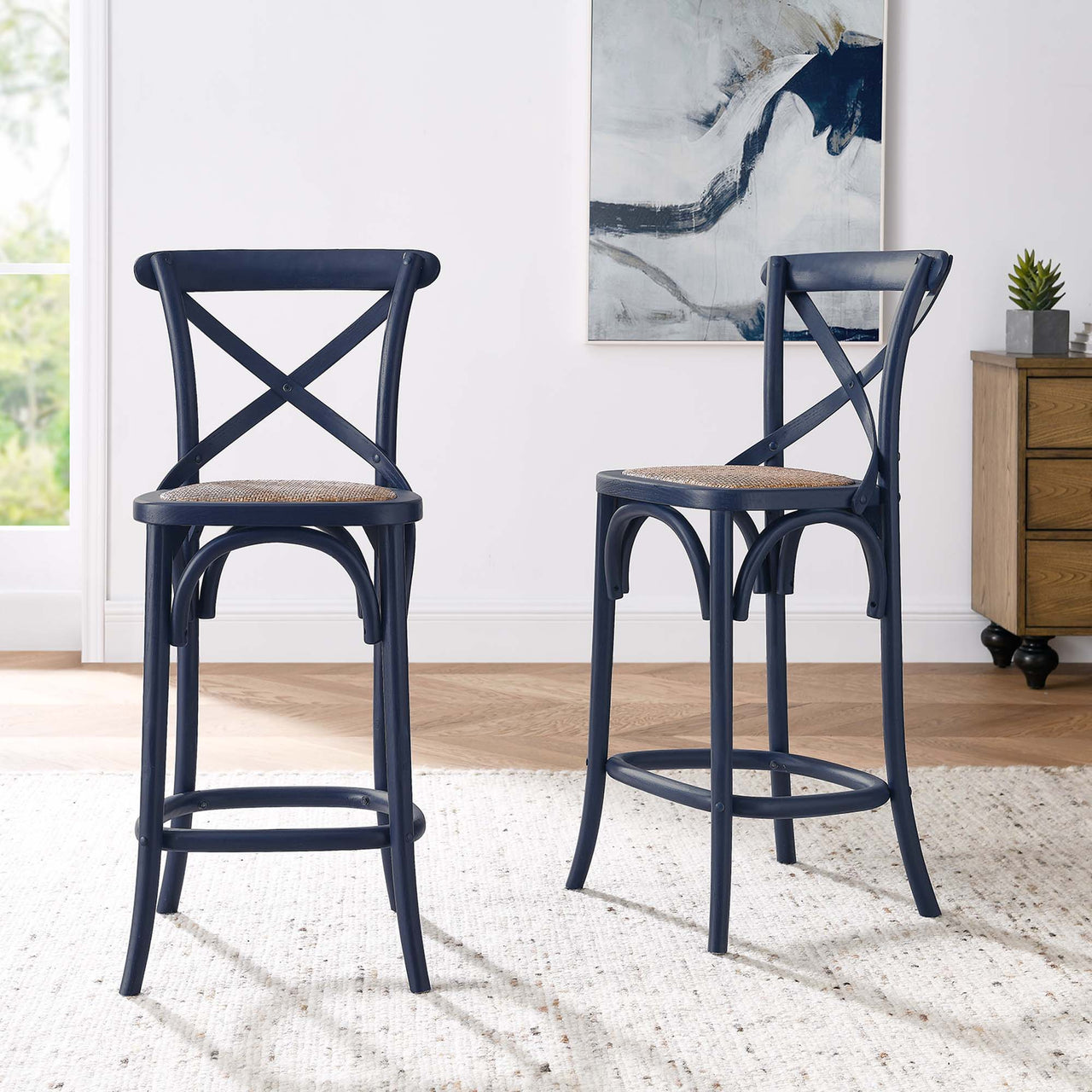 Countryside-Chic Counter Stool, Dark Blue