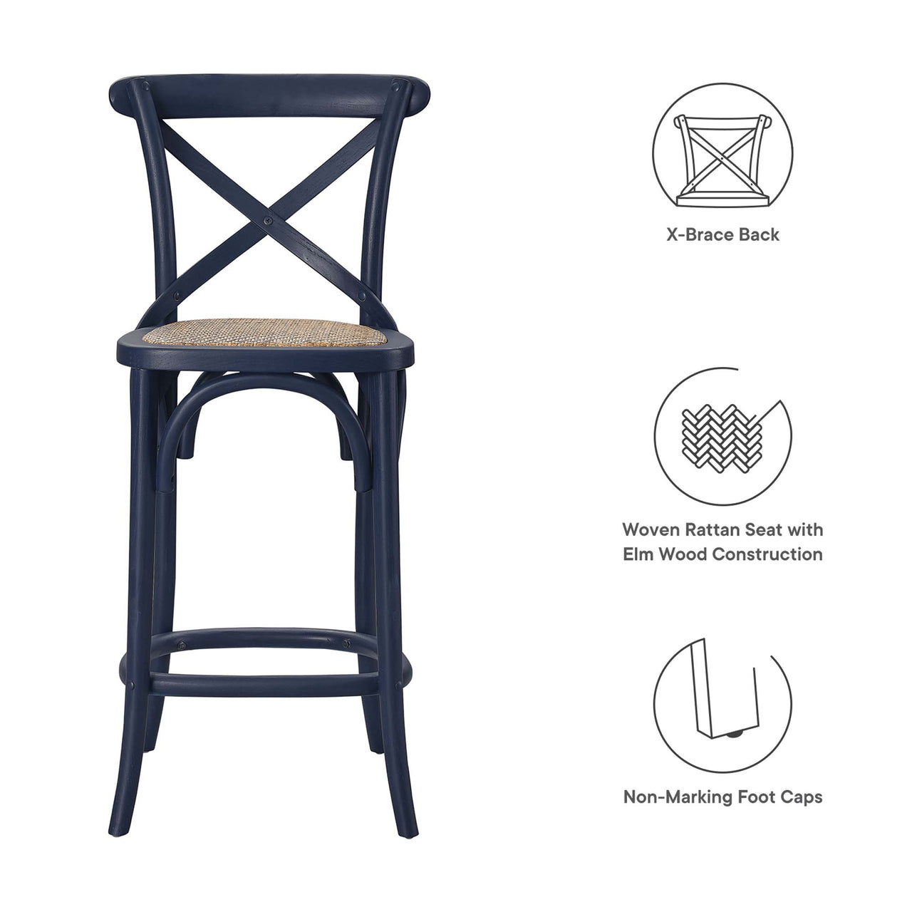 Countryside-Chic Counter Stool, Dark Blue