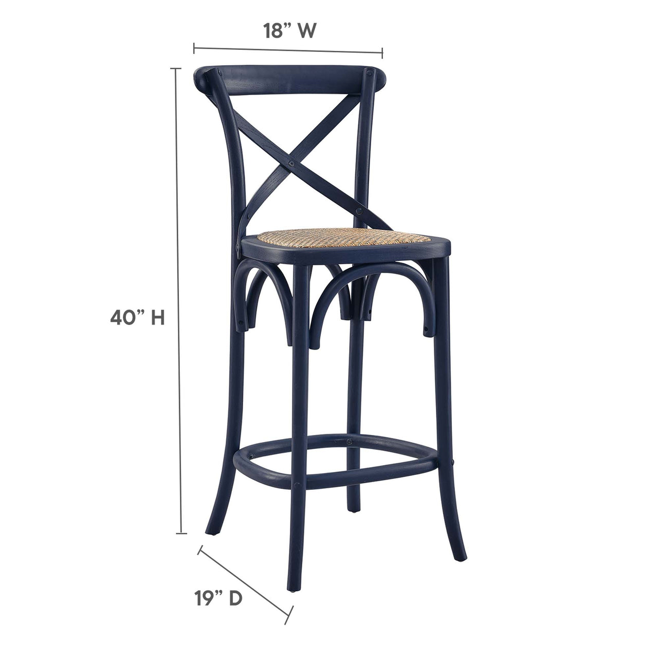Countryside-Chic Counter Stool, Dark Blue