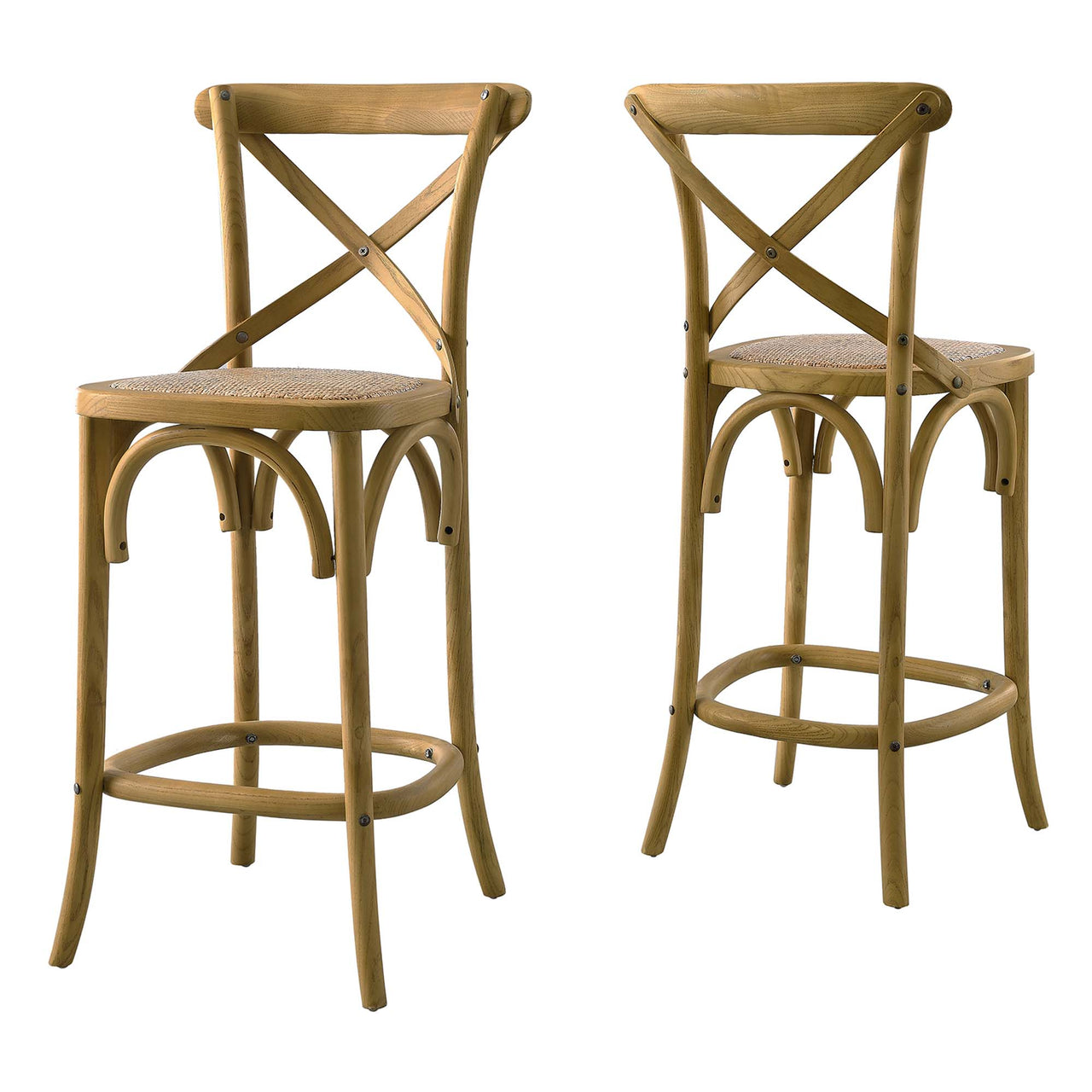 Countryside-Chic Counter Stool, Natural Wood