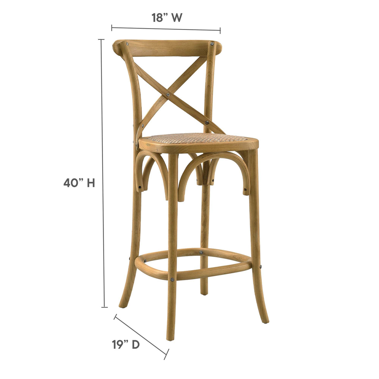 Countryside-Chic Counter Stool, Natural Wood