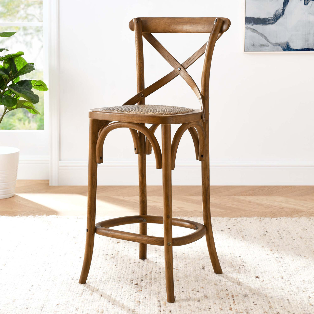 Countryside-Chic Counter Stool, Walnut