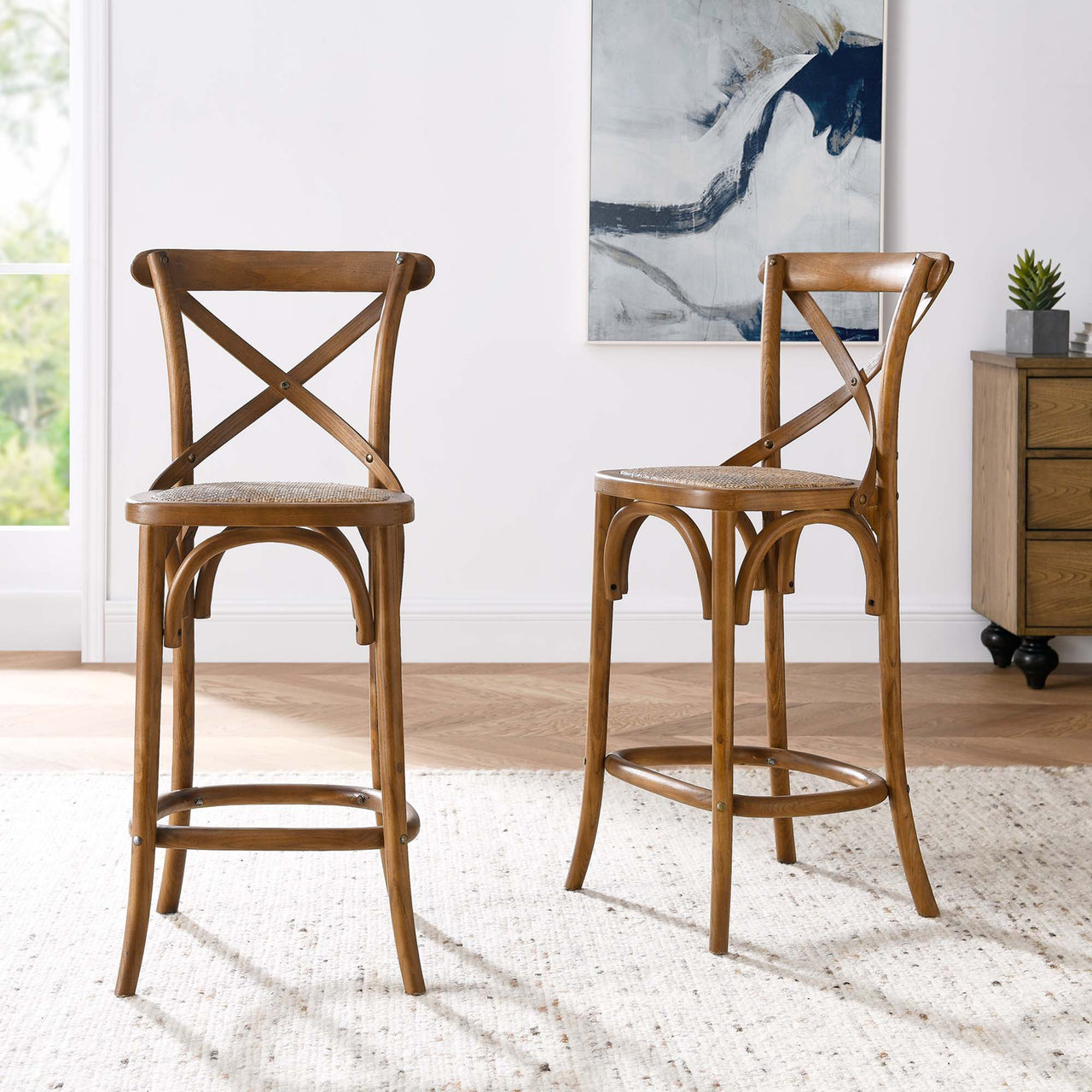 Countryside-Chic Counter Stool, Walnut