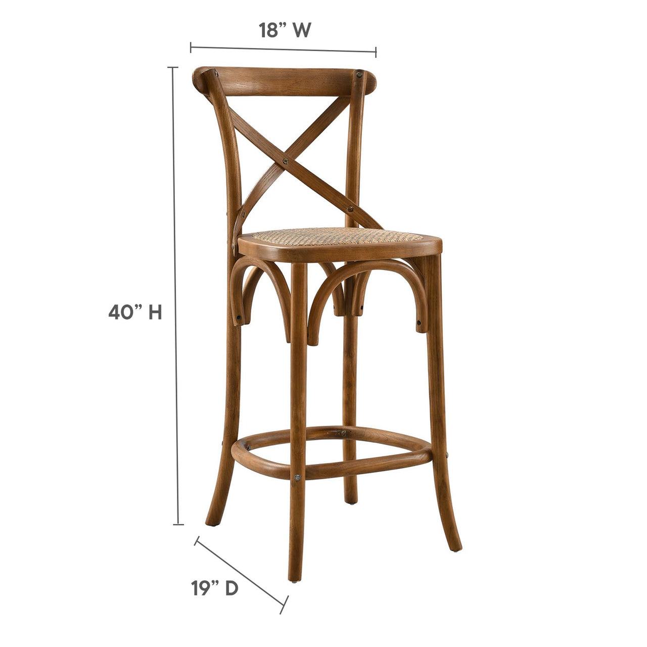 Countryside-Chic Counter Stool, Walnut