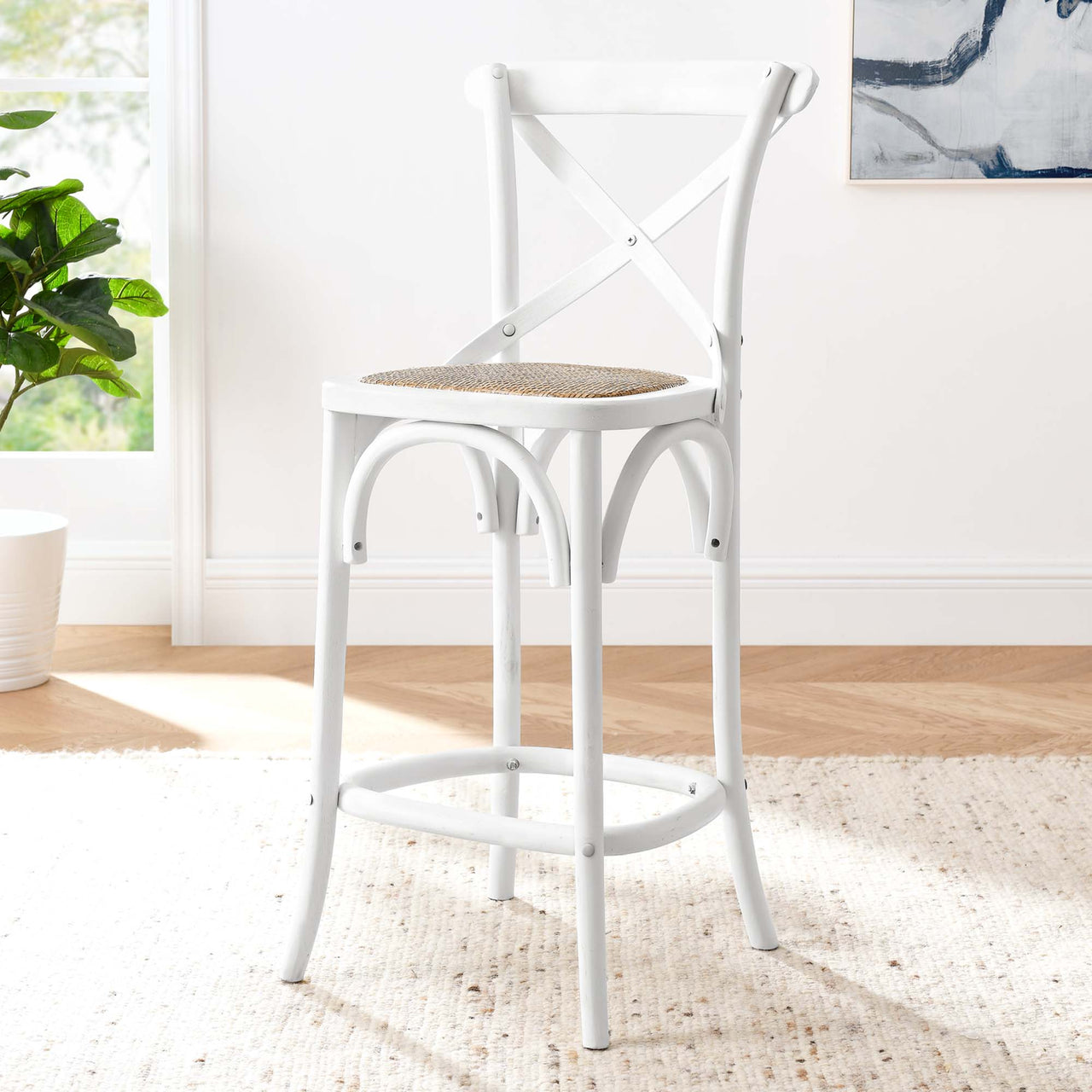 Countryside-Chic Counter Stool, White