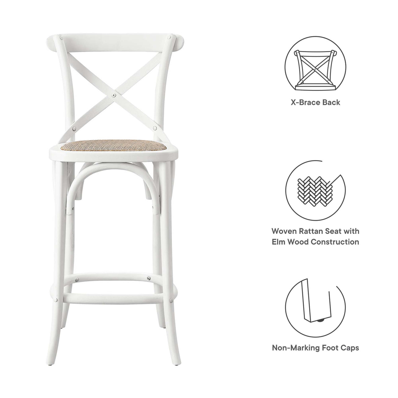 Countryside-Chic Counter Stool, White