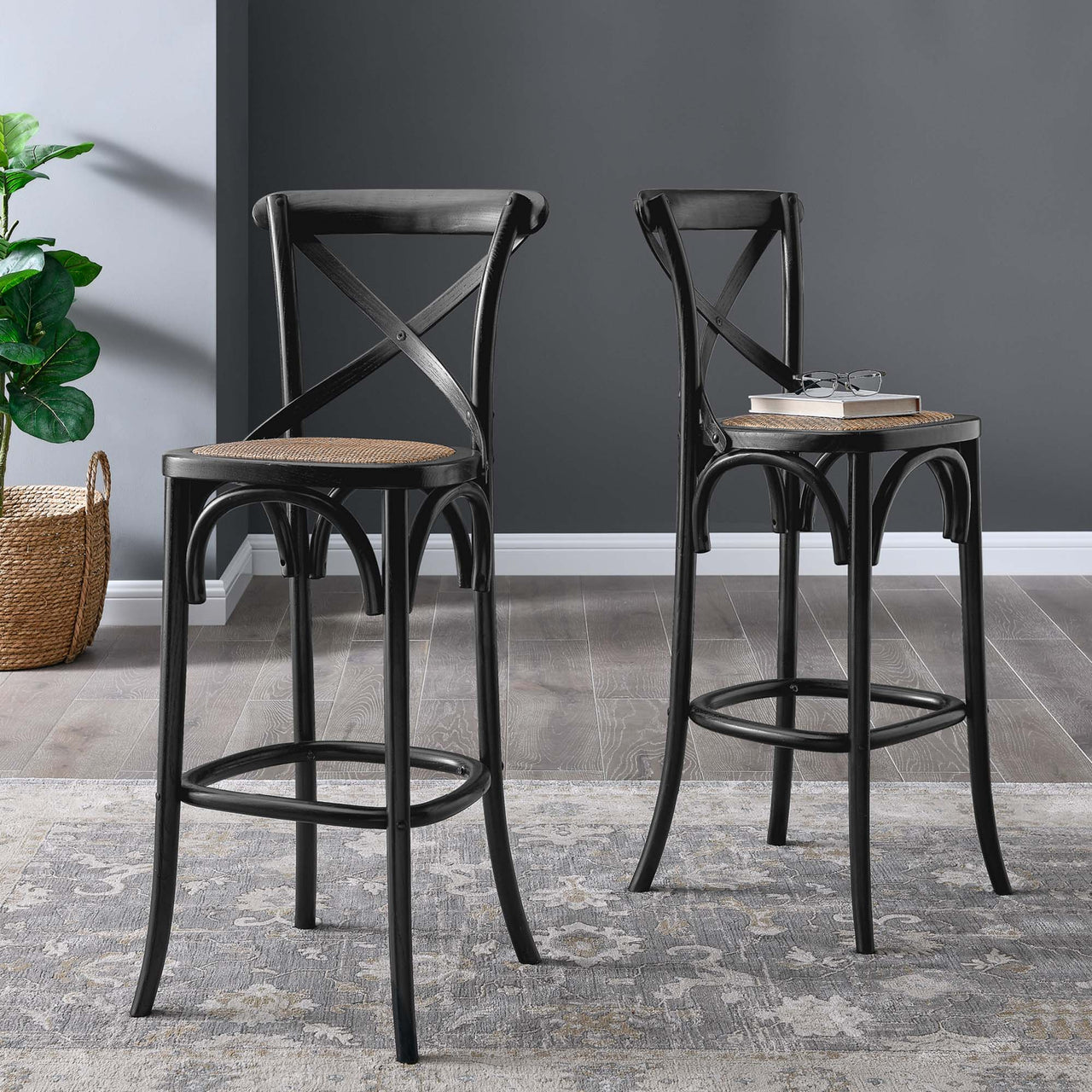 Countryside-Chic Bar Stool, Black