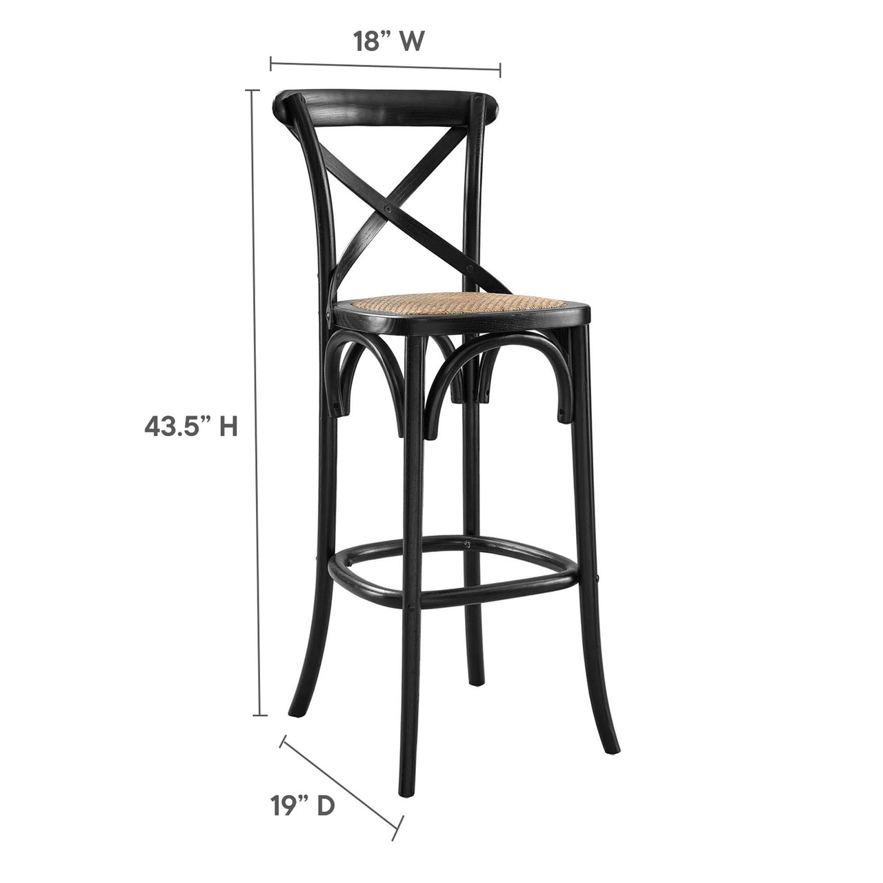 Countryside-Chic Bar Stool, Black