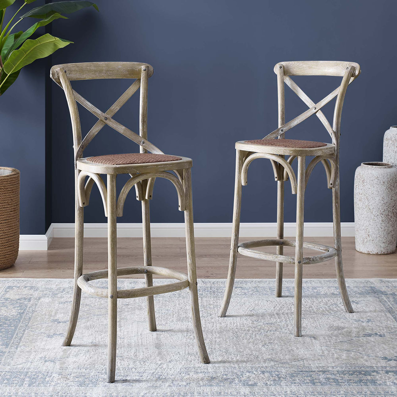 Countryside-Chic Bar Stool, Gray
