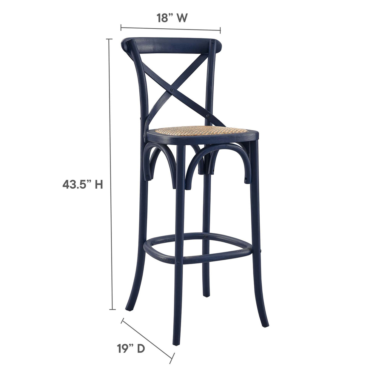 Countryside-Chic Bar Stool, Dark Blue