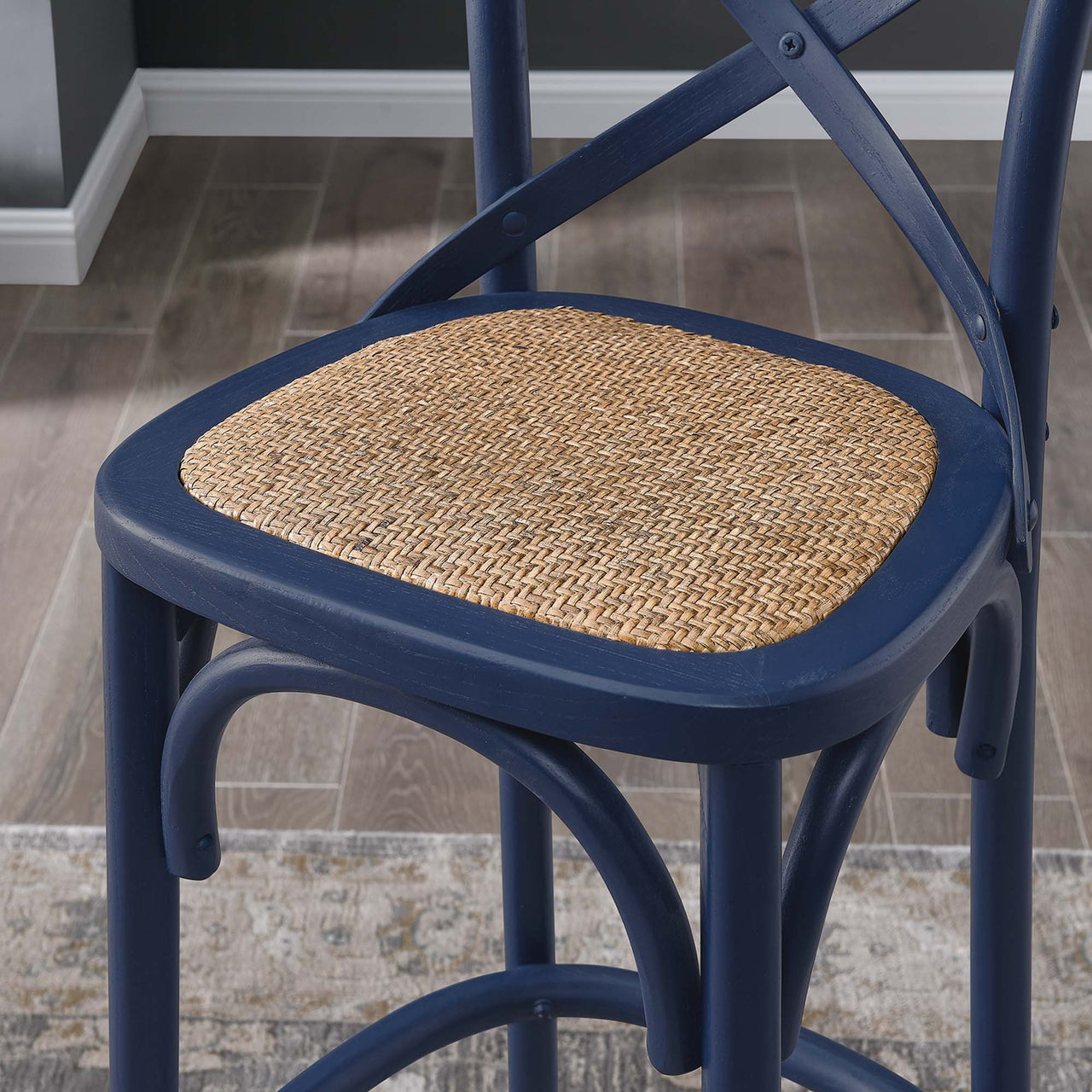 Countryside-Chic Bar Stool, Dark Blue