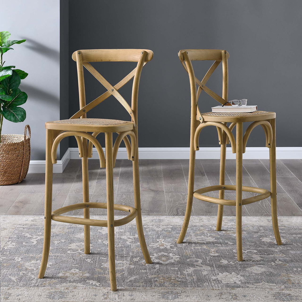 Countryside-Chic Bar Stool, Natural Wood