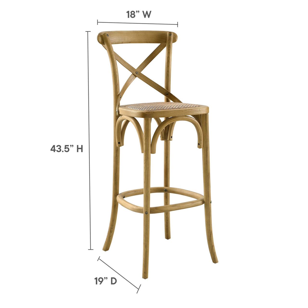 Countryside-Chic Bar Stool, Natural Wood