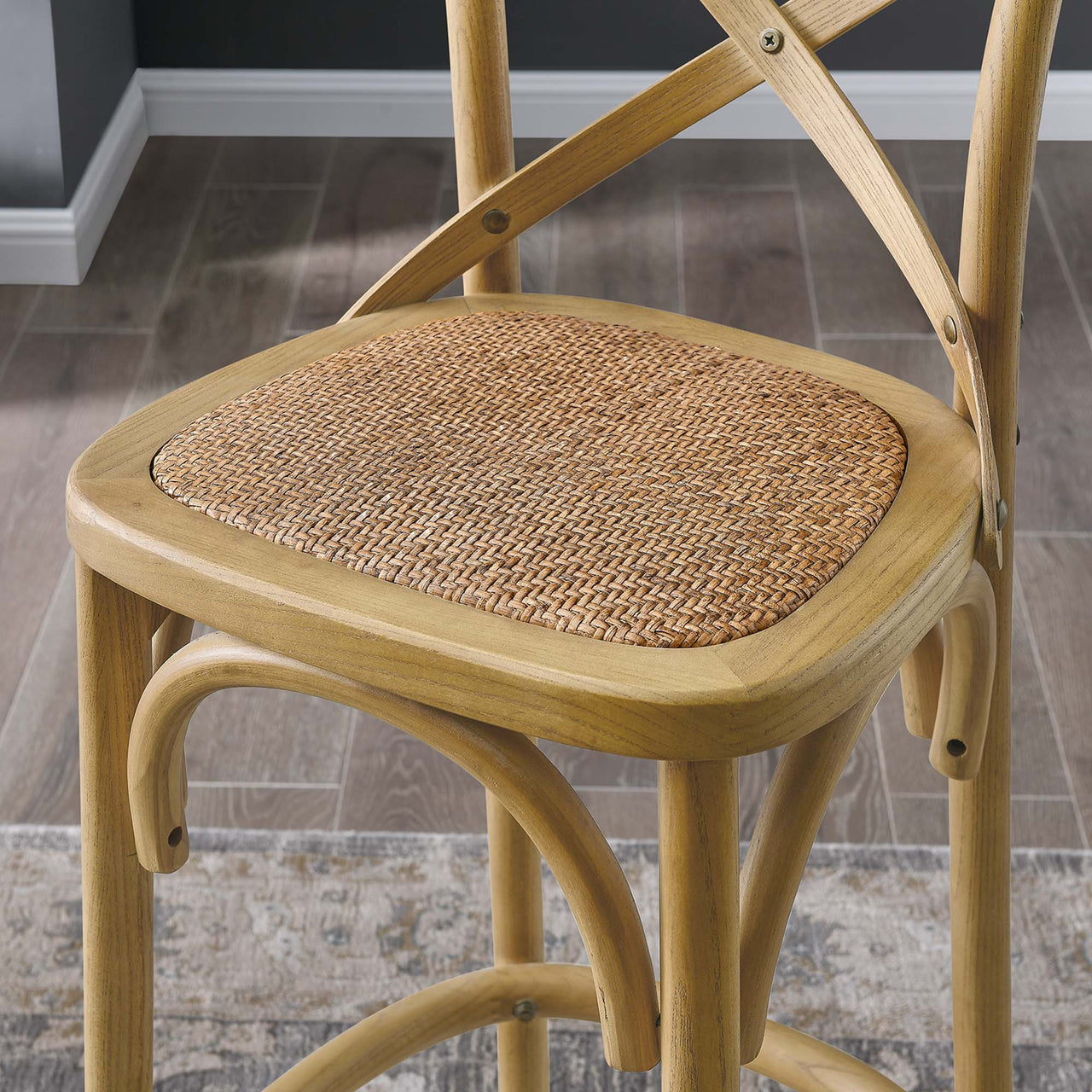 Countryside-Chic Bar Stool, Natural Wood