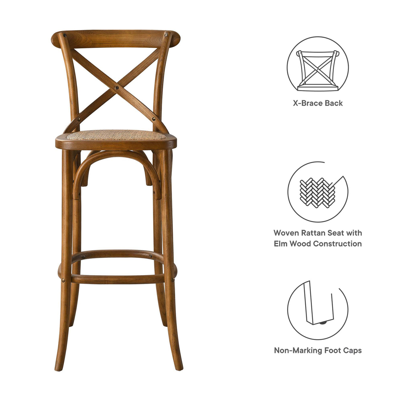 Countryside-Chic Bar Stool, Walnut