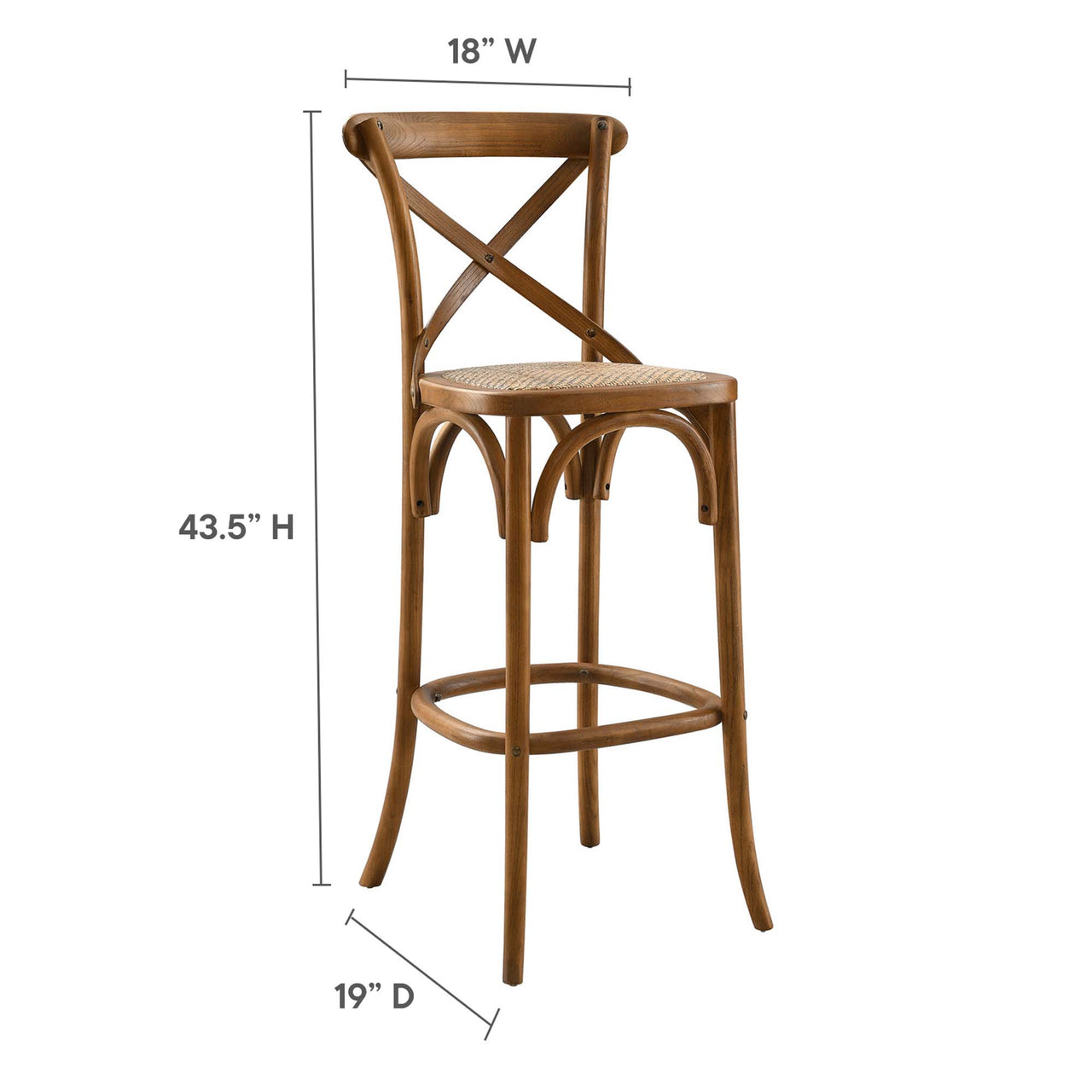 Countryside-Chic Bar Stool, Walnut