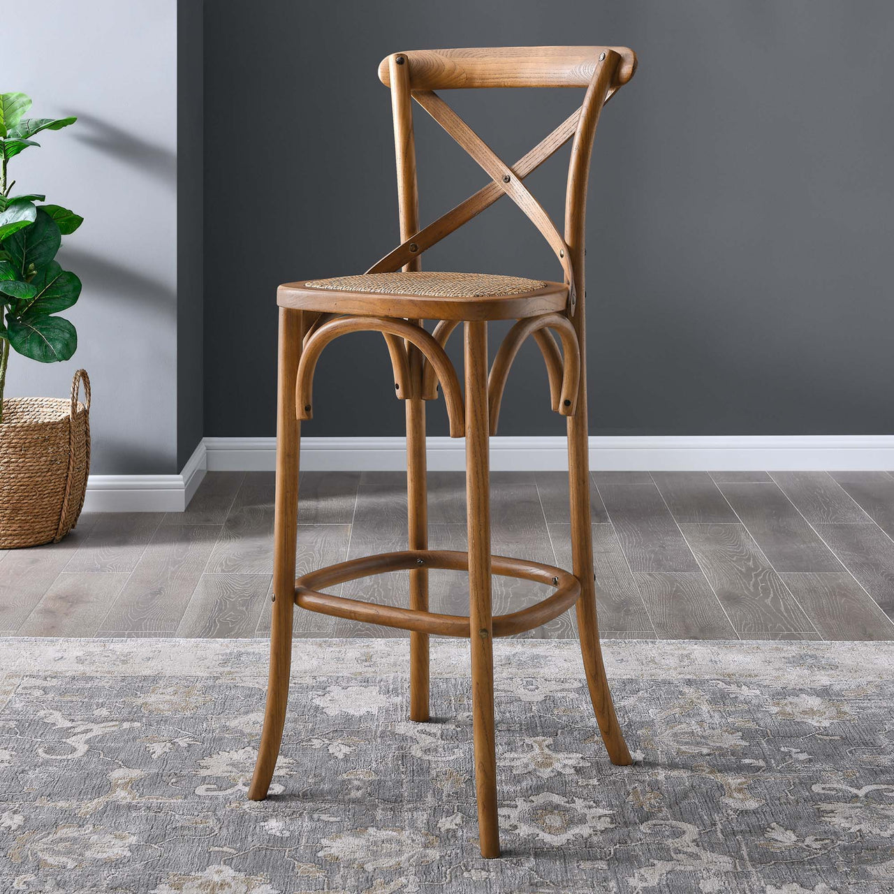 Countryside-Chic Bar Stool, Walnut