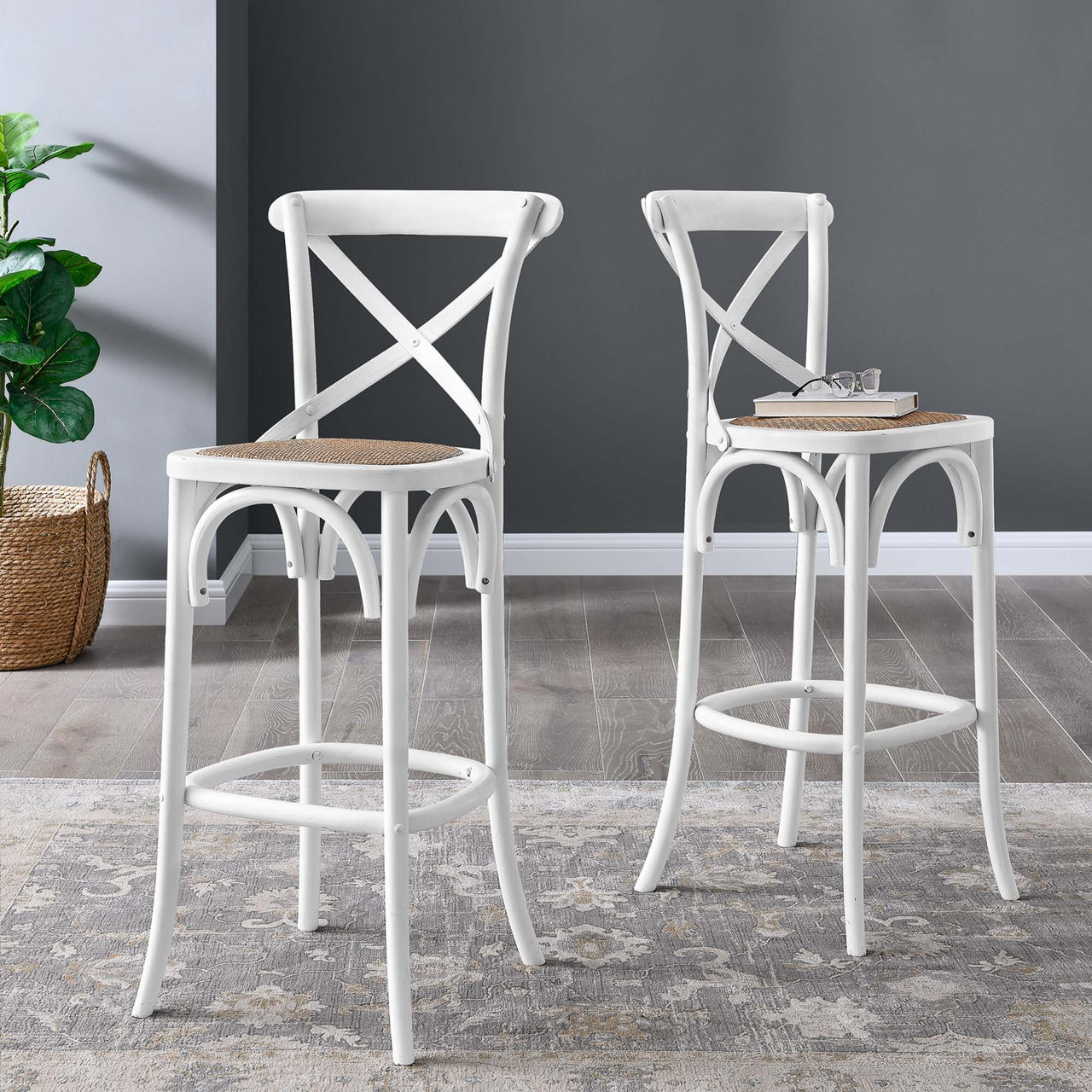 Countryside-Chic Bar Stool, White