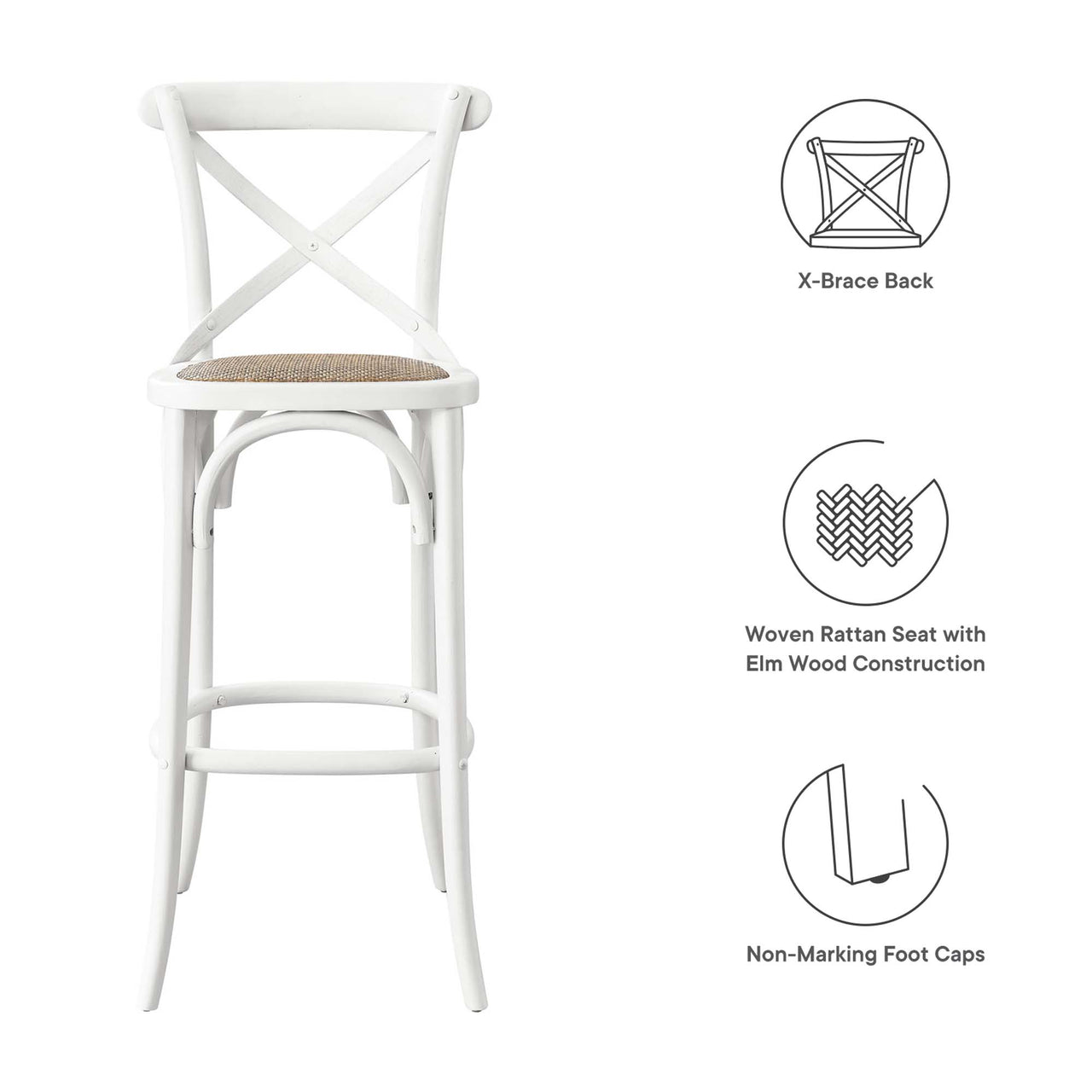 Countryside-Chic Bar Stool, White