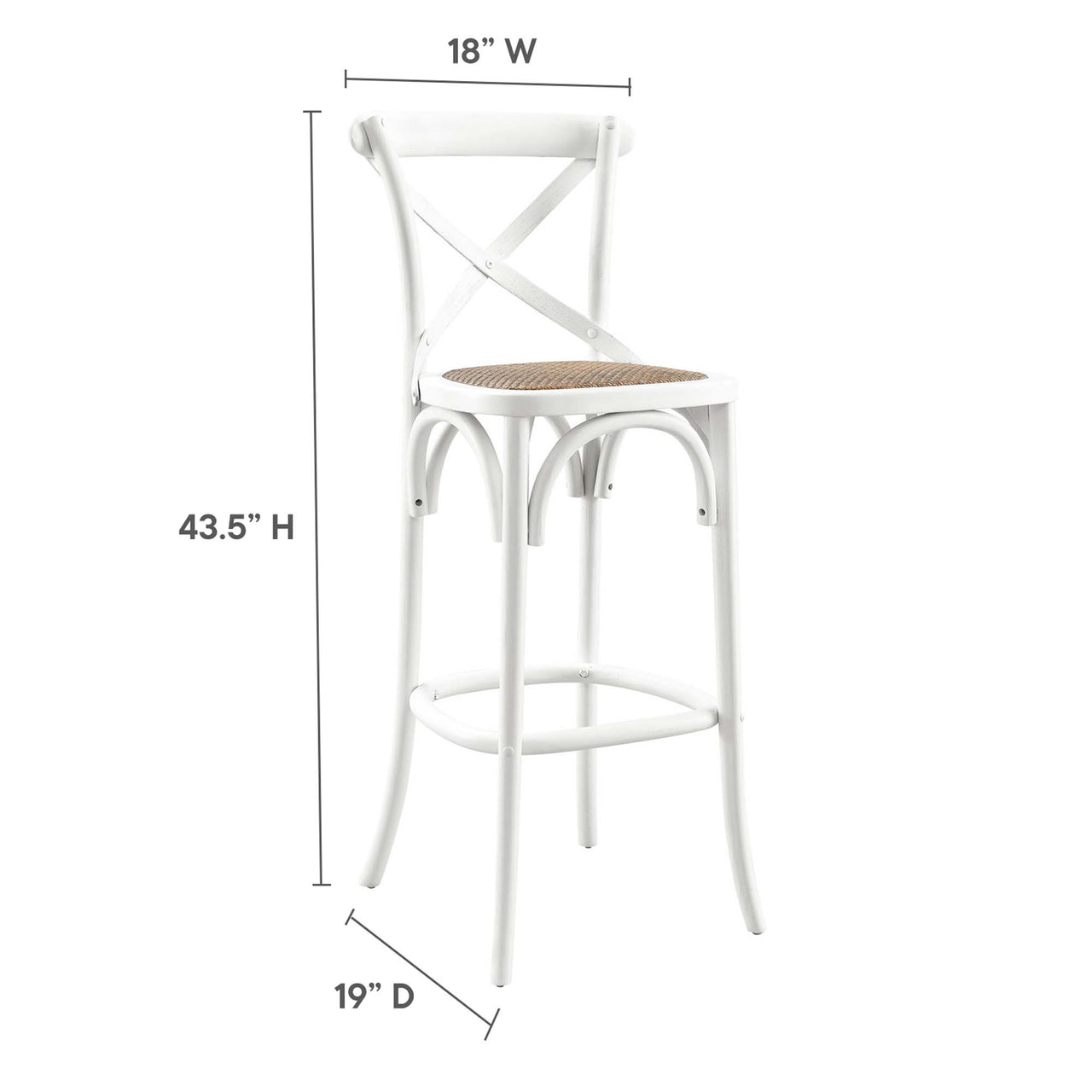 Countryside-Chic Bar Stool, White