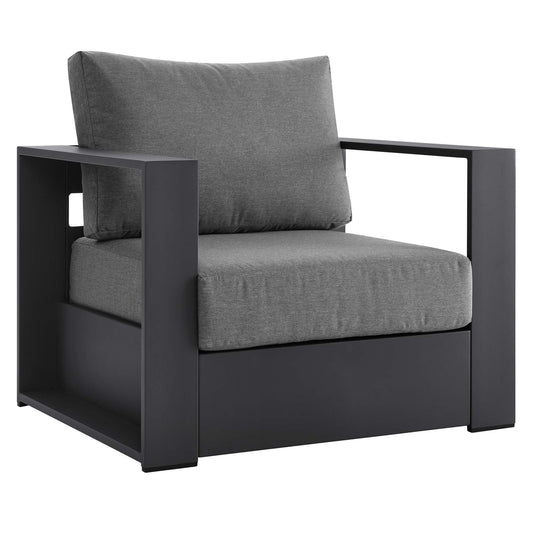 Tahlor Alfresco Powder-Coated Aluminum Armchair, Gray & Charcoal