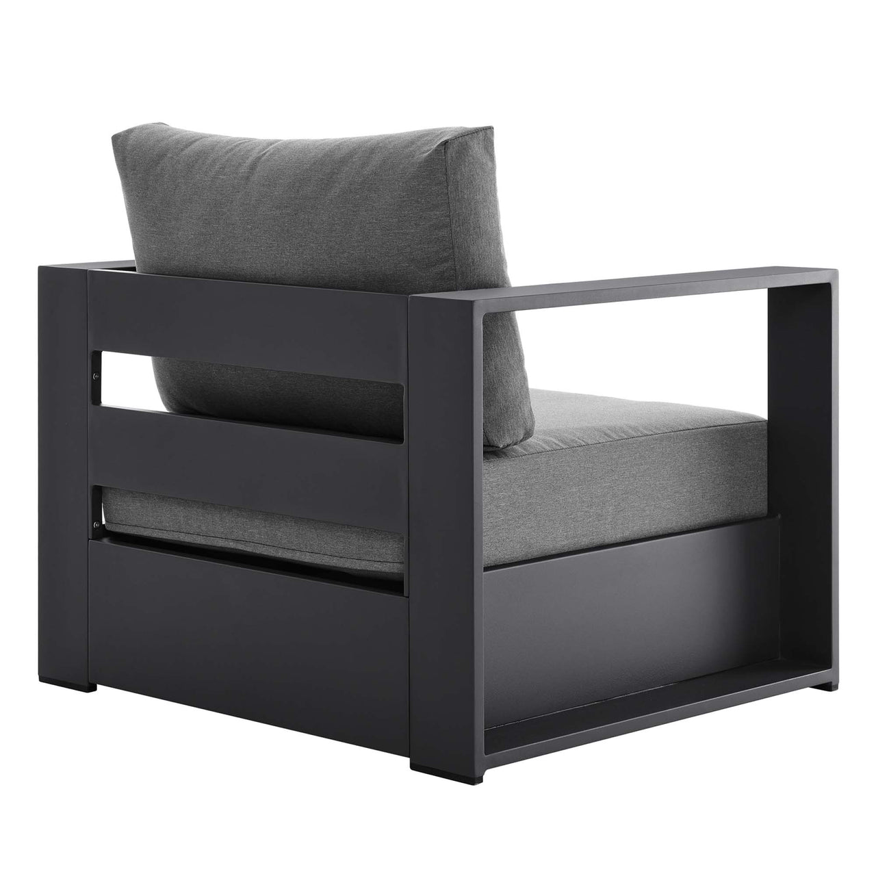 Tahlor Alfresco Powder-Coated Aluminum Armchair, Gray & Charcoal