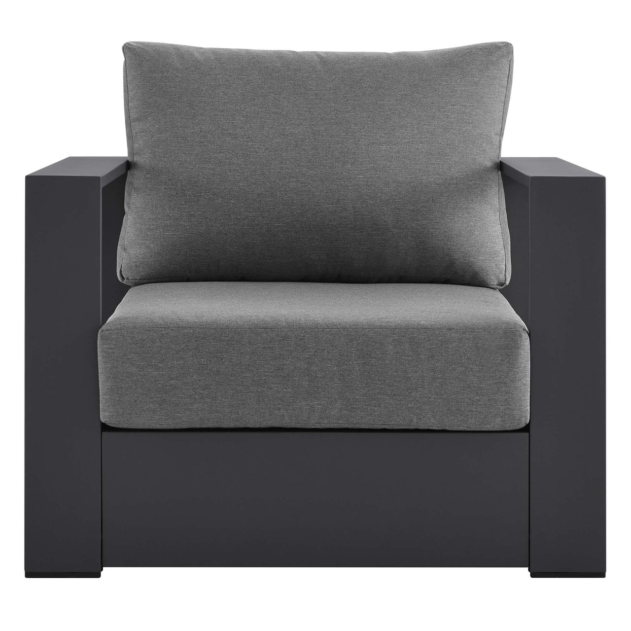 Tahlor Alfresco Powder-Coated Aluminum Armchair, Gray & Charcoal